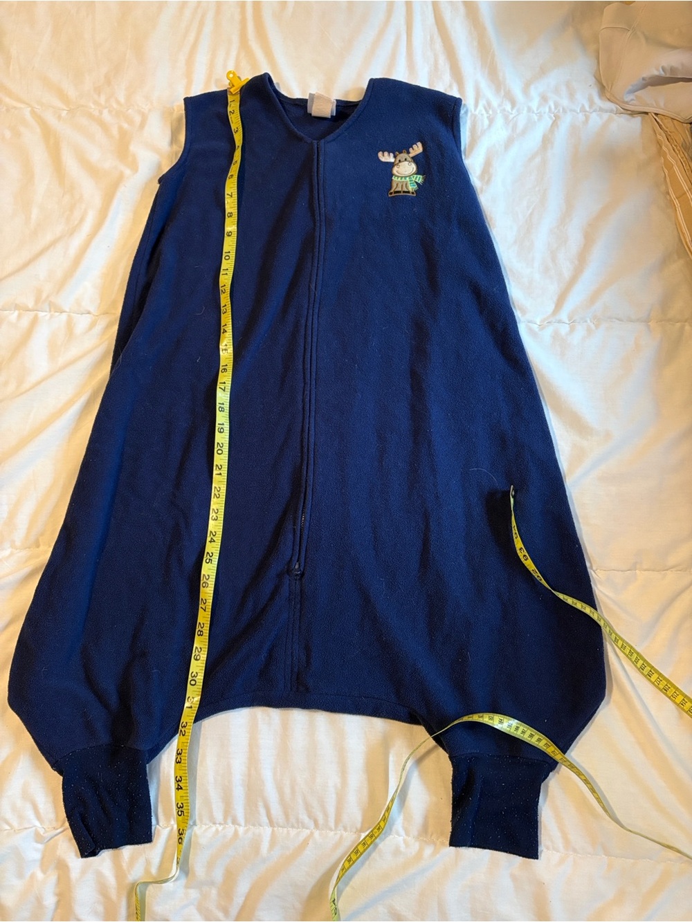 Navy Fleece Pajama Sleep Sack with Moose Applique